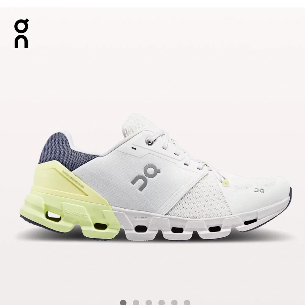 On Running Cloudflyer Men's White Grey Neon Yellow Cloudrunning Shoes